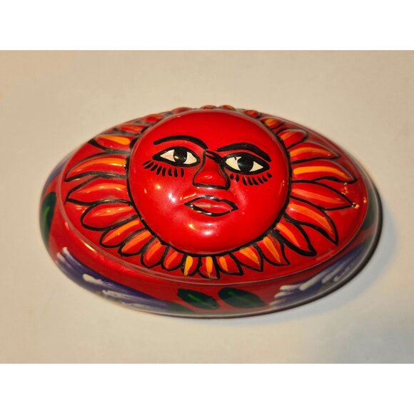 Hand-Painted Ceramic Sunflower Design Oval Trinket Box With Lid - Picture 2 of 9